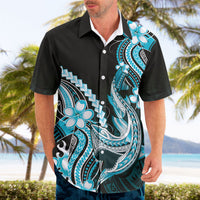 Blue Black Aloha Hawaii Hawaiian Shirt Polynesian Shark Tattoo Plumeria LT14 - Polynesian Pride
