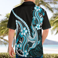 Blue Black Aloha Hawaii Hawaiian Shirt Polynesian Shark Tattoo Plumeria LT14 - Polynesian Pride
