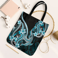 Blue Black Aloha Hawaii Tote Bag Polynesian Shark Tattoo Plumeria