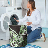 Green Black Aloha Hawaii Laundry Basket Polynesian Shark Tattoo Plumeria