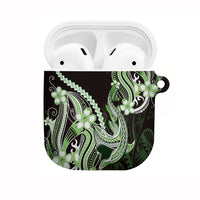 Green Black Aloha Hawaii AirPods Case Polynesian Shark Tattoo Plumeria