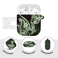 Green Black Aloha Hawaii AirPods Case Polynesian Shark Tattoo Plumeria