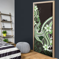 Green Black Aloha Hawaii Door Cover Polynesian Shark Tattoo Plumeria