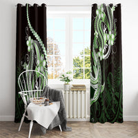 Green Black Aloha Hawaii Window Curtain Polynesian Shark Tattoo Plumeria