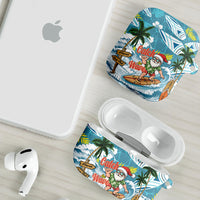 Hawaii Summer Christmas AirPods Case Surfing Santa Shaka Catch The Wave
