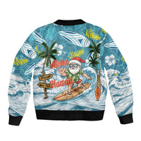 Hawaii Summer Christmas Bomber Jacket Surfing Santa Shaka Catch The Wave