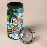 Hawaii Summer Christmas 4 in 1 Can Cooler Tumbler Surfing Santa Shaka Catch The Wave