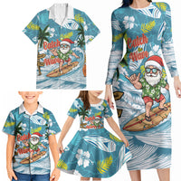 Hawaii Summer Christmas Family Matching Long Sleeve Bodycon Dress and Hawaiian Shirt Surfing Santa Shaka Catch The Wave LT14 - Polynesian Pride