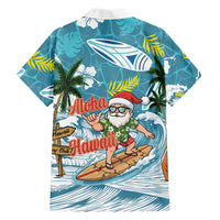 Hawaii Summer Christmas Family Matching Puletasi and Hawaiian Shirt Surfing Santa Shaka Catch The Wave