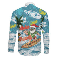 Hawaii Summer Christmas Family Matching Short Sleeve Bodycon Dress and Hawaiian Shirt Surfing Santa Shaka Catch The Wave