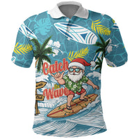 Hawaii Summer Christmas Polo Shirt Surfing Santa Shaka Catch The Wave LT14 Teal - Polynesian Pride
