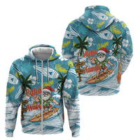 Hawaii Summer Christmas Zip Hoodie Surfing Santa Shaka Catch The Wave LT14 - Polynesian Pride