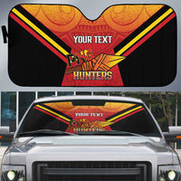Papua New Guinea Rugby Custom Auto Sun Shade Go PNG Hunters Polynesian Pattern - Polynesian Pride