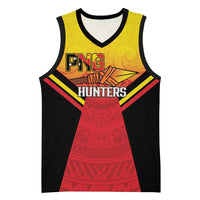 Papua New Guinea Rugby Custom Basketball Jersey Go PNG Hunters Polynesian Pattern LT14 Unisex Red - Polynesian Pride
