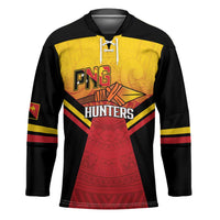 Papua New Guinea Rugby Custom Hockey Jersey Go PNG Hunters Polynesian Pattern LT14 Unisex Red - Polynesian Pride