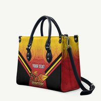 Papua New Guinea Rugby Custom Leather Bag Go PNG Hunters Polynesian Pattern - Polynesian Pride