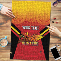 Papua New Guinea Rugby Custom Puzzle Go PNG Hunters Polynesian Pattern LT14 Red - Polynesian Pride