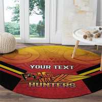 Papua New Guinea Rugby Custom Round Carpet Go PNG Hunters Polynesian Pattern - Polynesian Pride