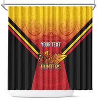 Papua New Guinea Rugby Custom Shower Curtain Go PNG Hunters Polynesian Pattern - Polynesian Pride