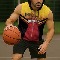 Papua New Guinea Rugby Custom Sleeveless Zip Hoodie Go PNG Hunters Polynesian Pattern LT14 - Polynesian Pride