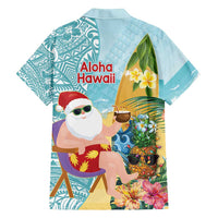 Aloha Hawaii Mele Kalikimaka Family Matching Tank Maxi Dress and Hawaiian Shirt Chilling Santa With Pineapple - Polynesian Pattern LT14 - Polynesian Pride