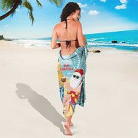 Aloha Hawaii Mele Kalikimaka Sarong Chilling Santa With Pineapple - Polynesian Pattern