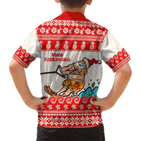 Mele Kalikimaka Hawaii Family Matching Tank Maxi Dress and Hawaiian Shirt Water-skiing Santa Tropical Vibes LT14 - Polynesian Pride