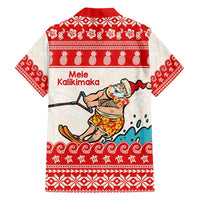 Mele Kalikimaka Hawaii Family Matching Tank Maxi Dress and Hawaiian Shirt Water-skiing Santa Tropical Vibes LT14 - Polynesian Pride