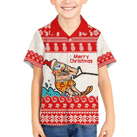 Mele Kalikimaka Hawaii Family Matching Tank Maxi Dress and Hawaiian Shirt Water-skiing Santa Tropical Vibes LT14 Son's Shirt Red - Polynesian Pride