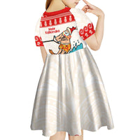 Mele Kalikimaka Hawaii Kid Short Sleeve Dress Water-skiing Santa Tropical Vibes