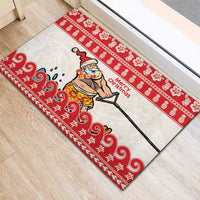 Mele Kalikimaka Hawaii Rubber Doormat Water-skiing Santa Tropical Vibes