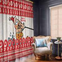 Mele Kalikimaka Hawaii Window Curtain Water-skiing Santa Tropical Vibes
