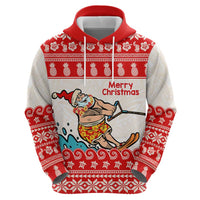 Mele Kalikimaka Hawaii Zip Hoodie Water-skiing Santa Tropical Vibes