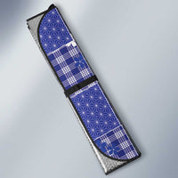 Blue Palaka Japanese Patterns Auto Sun Shade Koi Fish Asanoha Sakura Patchwork Stylized - Polynesian Pride