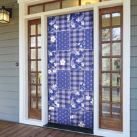 Blue Palaka Japanese Patterns Door Cover Koi Fish Asanoha Sakura Patchwork Stylized - Polynesian Pride