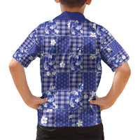 Blue Palaka Japanese Patterns Hawaiian Shirt Koi Fish Asanoha Sakura Patchwork Stylized - Polynesian Pride