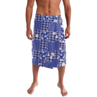 Blue Palaka Japanese Patterns Lavalava Koi Fish Asanoha Sakura Patchwork Stylized - Polynesian Pride