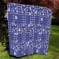 Blue Palaka Japanese Patterns Quilt Koi Fish Asanoha Sakura Patchwork Stylized - Polynesian Pride