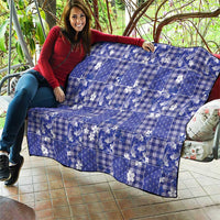 Blue Palaka Japanese Patterns Quilt Koi Fish Asanoha Sakura Patchwork Stylized - Polynesian Pride