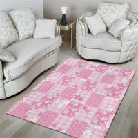 Pink Palaka Japanese Patterns Area Rug Koi Fish Asanoha Sakura Patchwork Stylized - Polynesian Pride