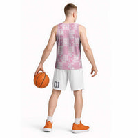 Pink Palaka Japanese Patterns Basketball Jersey Koi Fish Asanoha Sakura Patchwork Stylized - Polynesian Pride