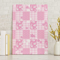 Pink Palaka Japanese Patterns Canvas Wall Art Koi Fish Asanoha Sakura Patchwork Stylized - Polynesian Pride