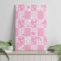 Pink Palaka Japanese Patterns Canvas Wall Art Koi Fish Asanoha Sakura Patchwork Stylized - Polynesian Pride