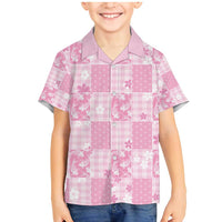 Pink Palaka Japanese Patterns Family Matching Mermaid Dress and Hawaiian Shirt Koi Fish Asanoha Sakura Patchwork Stylized - Polynesian Pride