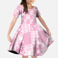 Pink Palaka Japanese Patterns Family Matching Puletasi and Hawaiian Shirt Koi Fish Asanoha Sakura Patchwork Stylized - Polynesian Pride