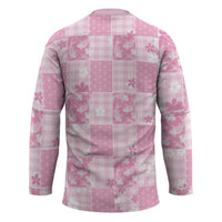 Pink Palaka Japanese Patterns Hockey Jersey Koi Fish Asanoha Sakura Patchwork Stylized - Polynesian Pride