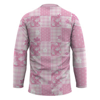 Pink Palaka Japanese Patterns Hockey Jersey Koi Fish Asanoha Sakura Patchwork Stylized - Polynesian Pride