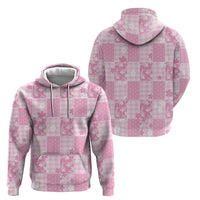 Pink Palaka Japanese Patterns Hoodie Koi Fish Asanoha Sakura Patchwork Stylized - Polynesian Pride