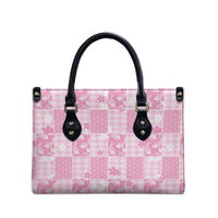 Pink Palaka Japanese Patterns Leather Bag Koi Fish Asanoha Sakura Patchwork Stylized - Polynesian Pride