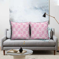 Pink Palaka Japanese Patterns Pillow Cover Koi Fish Asanoha Sakura Patchwork Stylized - Polynesian Pride